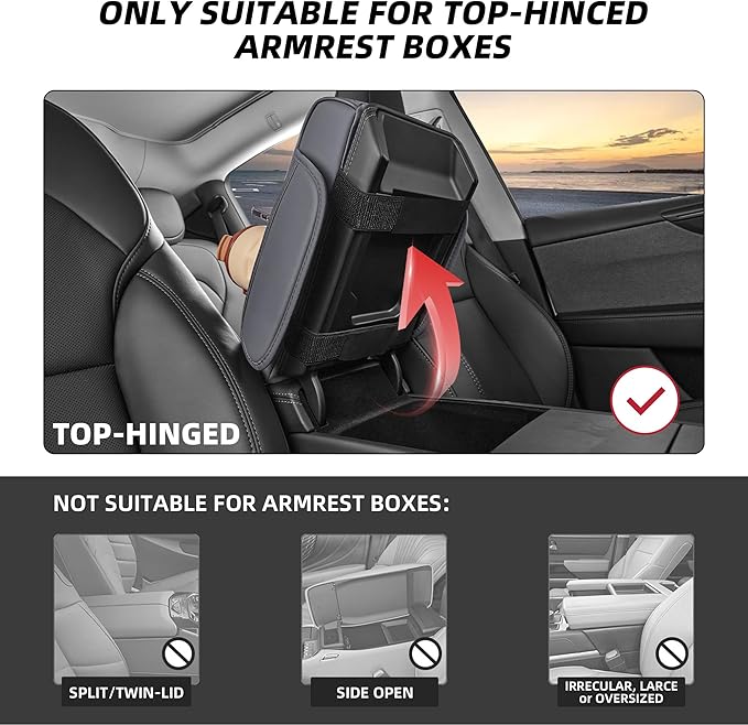 5 in 1 Car Center Console Cover, Armrest Pad with 2 Storage Pockets, Cup Holder, Tissue Slot, Phone Holder, Nappa Leather Memory Foam Car Accessories for SUV Sedan Truck (Gray)