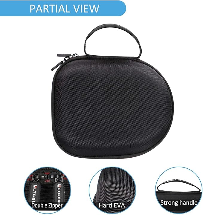 Headphone Headset Case Compatible with Audio-Technica ATH-M20x/JBL/Raycon/Soundcore Anker/Sony/Beats/JLab/TOZO/Logitech/BERIBES/KVIDIO Headphones, Large Headphone Case Hard Shell(Black)