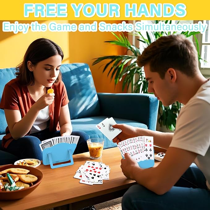 Tenyond Card Holders for Playing Cards - 4 Pack Playing Card Holder w/Foldable Stand for Stocking Stuffers, Travel Games, Seniors, Little Hand or Arthritis Hand, UNO, Poker, for Holidays Game Night