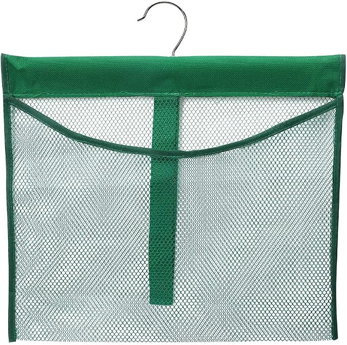 Portable Mesh Pocket with Rotatable Hanger, Quick Dry Serial Type Bath Storage Organizers for Travel, Camper, RV, Gym, Cruise, Cabin, College Dorm Shower(Green)