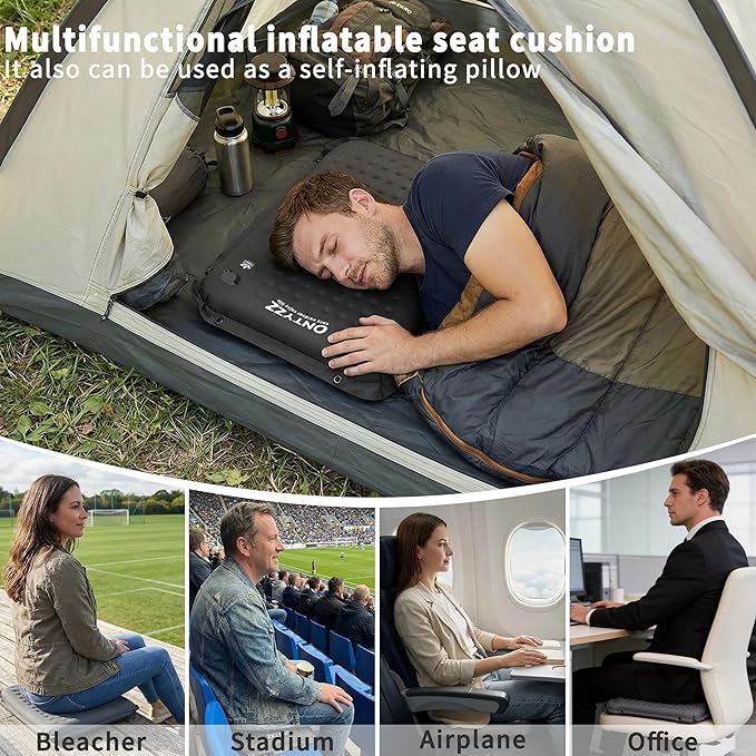 ONTYZZ Inflatable Seat Cushion Lightweight Airplane Seat Cushion Stadium Seat Travel Cushion for Climbing Hiking Office Airplane