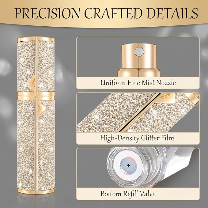 Travel Perfume Bottle Refillable,5ml Atomizer Travel Size,Leak-Proof TSA Perfume Travel Bottle,Valentine's Day Gift Perfume Travel Refillable Mini Spray Bottles