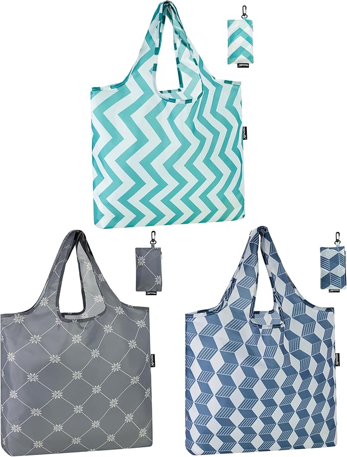 HOLYLUCK Reusable Grocery Bags,Heavy Duty Foldable Shopping Tote Bag (Standard, Geometric Patterns)
