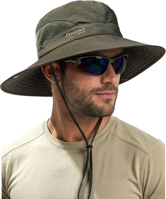 FURTALK Mens Bucket Sun Hat UPF 80+ Wide Brim Hiking Fishing Beach Outdoor Hats