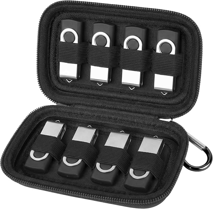 USB Flash Drive Case, SD Card Holder Compatible with Thumb Drive, Memory Cards, SDXC SDHC Storage Bag, Electronic Accessories Organizer for SanDisk for Samsung for Inland (Full Black)