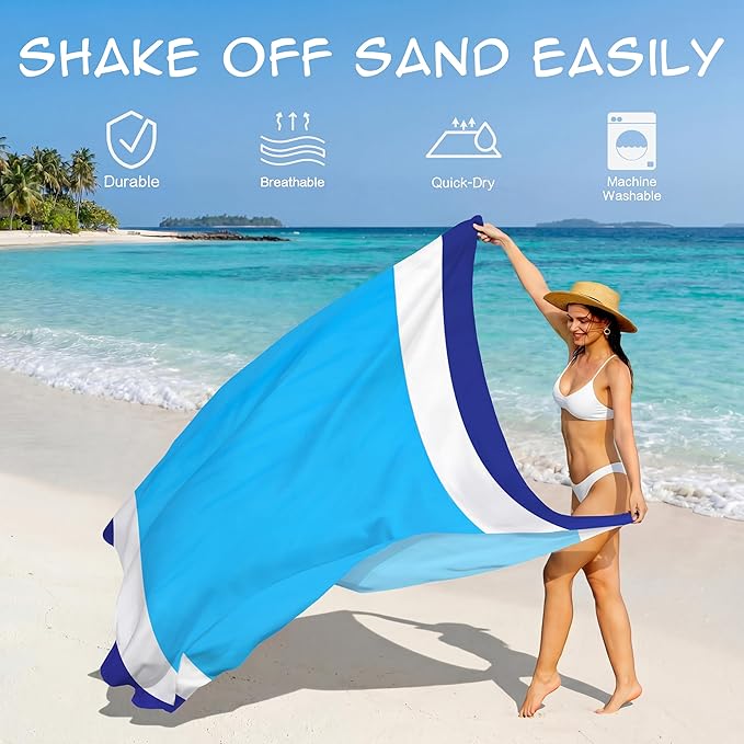 Aroveea Beach Blanket Waterproof Sandproof 1-7 Adult Oversized 78''X81''/10'X9' Lightweight Durable Compact Sand Free Beach Mat for Travel Camping Hiking Picnic Blanket