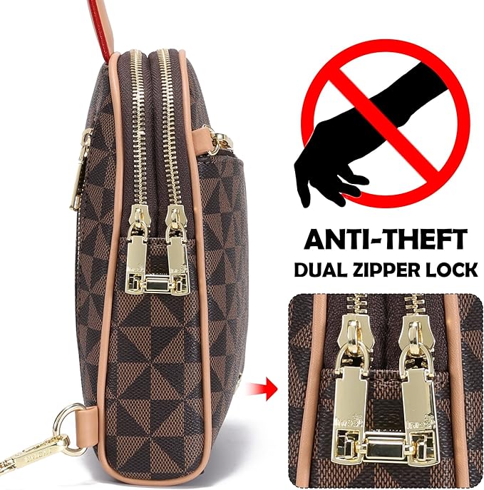 INICAT RFID Blocking Sling Bag, Anti Theft Crossbody Bag for Women Compact Travel Purses Leather
