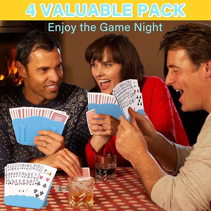 Tenyond Card Holders for Playing Cards - 4 Pack Playing Card Holder w/Foldable Stand for Stocking Stuffers, Travel Games, Seniors, Little Hand or Arthritis Hand, UNO, Poker, for Holidays Game Night