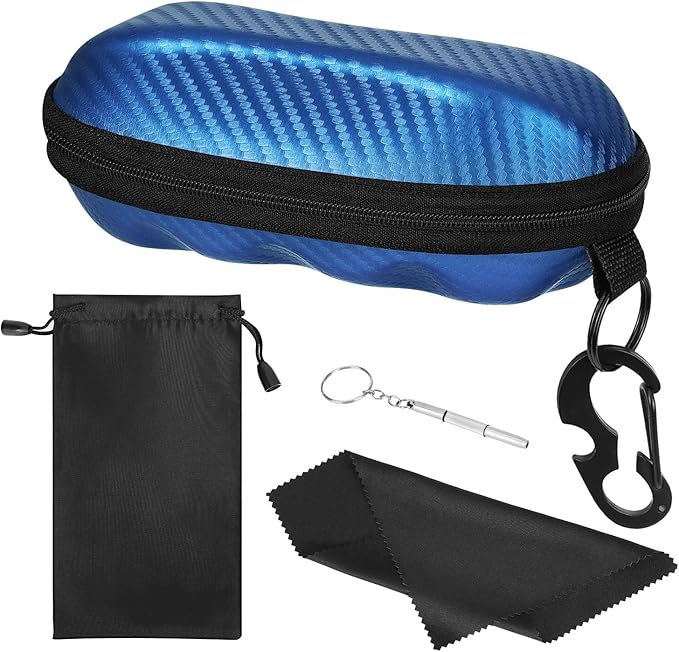 MoKo Semi Hard Shell Sunglasses Case, Unisex Protective Eyeglass Case Glasses Case Holder with Metal Hanging Hook
