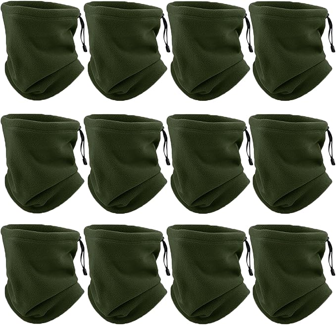 12 Pieces Fleece Neck Warmer For Men Women Winter Neck Gaiter Windproof Face Covering