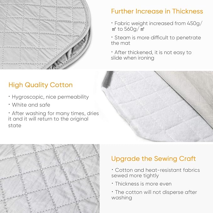Upgraded Thick Ironing Mat,Travel Ironing Blanket Ironing Pad,Portable Double-Side Using,Heat Resistant Pad Cover for Washer,Dryer,Table Top,Countertop,Ironing Board for Small Space (22 x 47 inch)