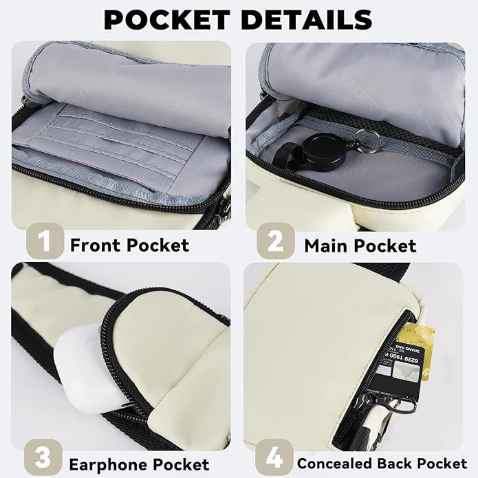 Sling Bag, Crossbody Bag with Zipper Lock, RFID & Water Resistant for Women and Men Small Chest Bag for Travel Casual