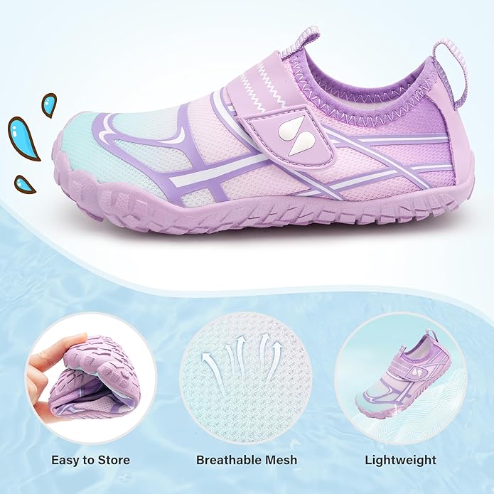 Stelle Kids Water Shoes Wide Toe Box Barefoot Quick Dry Non-Slip Aqua Shoes for Boys Girls Toddler Beach Swim Pool
