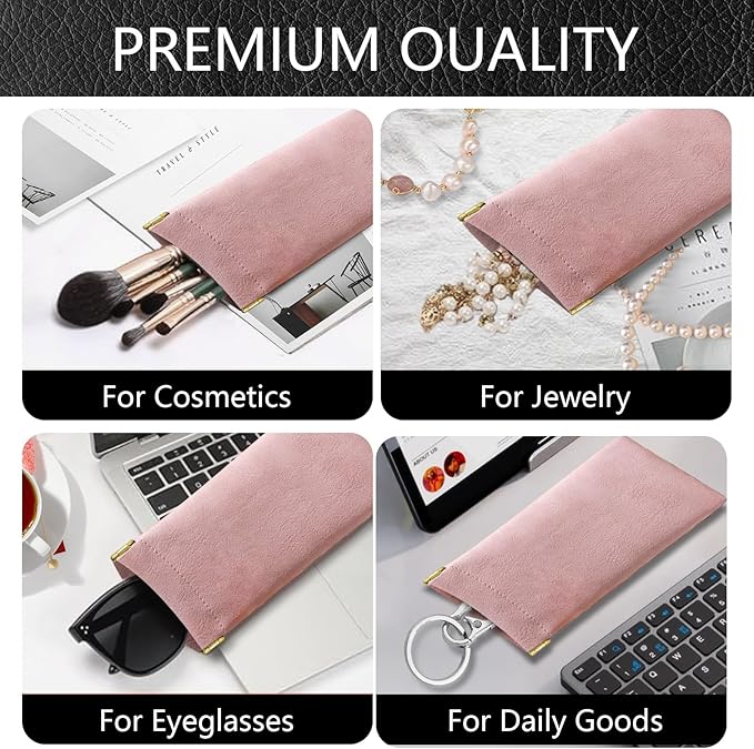 Sunglass Case 3 Pack Portable Antiscratch Leather Waterproof Squeeze Top Soft Eyeglass Cases Pouch