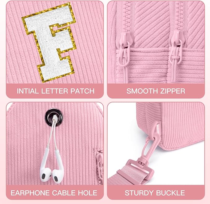 Viverte Small Corduroy Sling Bag Initial Crossbody Bag Fanny Pack for Girls Personalized Birthday Gifts for Teen Girls Gifts