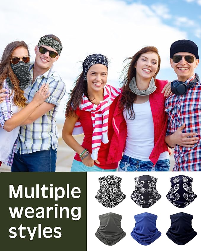 Cuffbow 12 Pack Neck Gaiters Face Mask Balaclava for Men Women Cooling Neck Gaiter Summer UV Protection Scarf