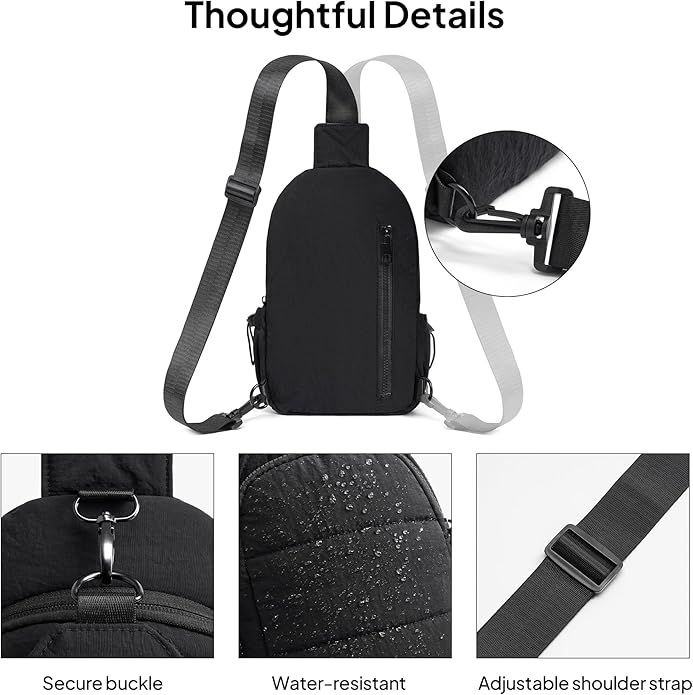 TOPEAST Sling Bag for Women, Anti-Theft Crossbody Bag with RFID Blocking & Water Bottle Holder for Travel, Water-resistant