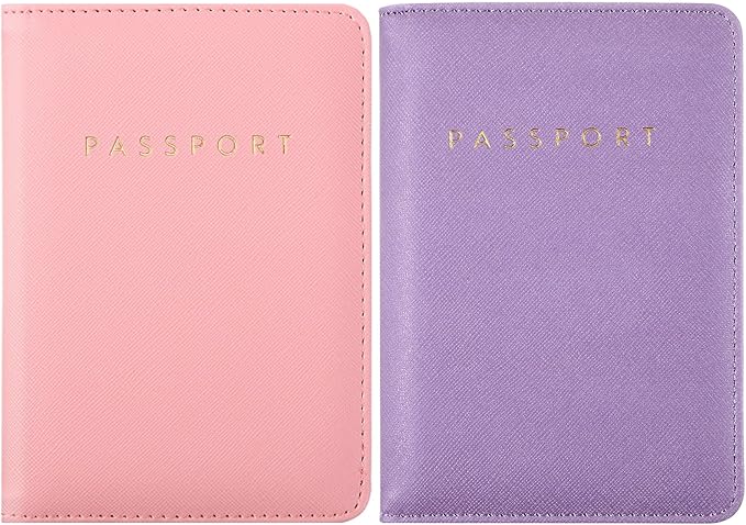 2 Pcs Passport Cover Holder for Travel Waterproof Leather Passport Wallet Case Book Travel Cruise Essentials for Women Men | 2 Pieces