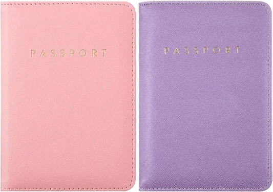 2 Pcs Passport Cover Holder for Travel Waterproof Leather Passport Wallet Case Book Travel Cruise Essentials for Women Men | 2 Pieces