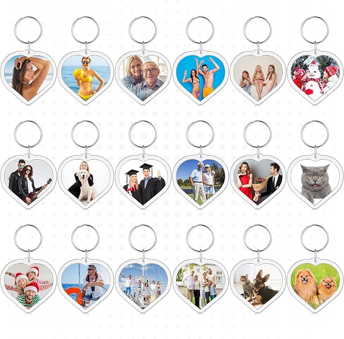MTLEE 150 Pcs Photo Insert Keychain Clear Acrylic Picture Keychains Picture Frame Blank Photo Insert Keyring