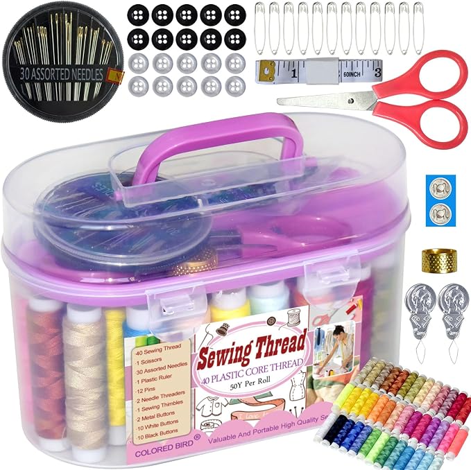 40 Spools of Sewing Thread,Gift Box Portable Basic Sewing Repair Kits (Purple)