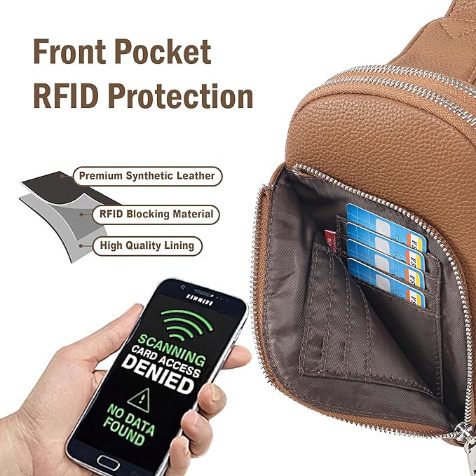 INICAT RFID Blocking Sling Bag, Anti Theft Crossbody Bag for Women Compact Travel Purses Leather