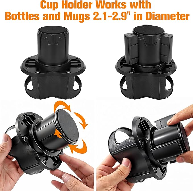 Double Cup Holder for Car, 2 in 1 Extra Cup Insert with Expandable Base, Multifunctional Extender Expander Adapter with Elastic Open-Close Cup Mouth, Adjustable Bracket FOR 2.1''-2.9'' BOTTLE DIAMETER