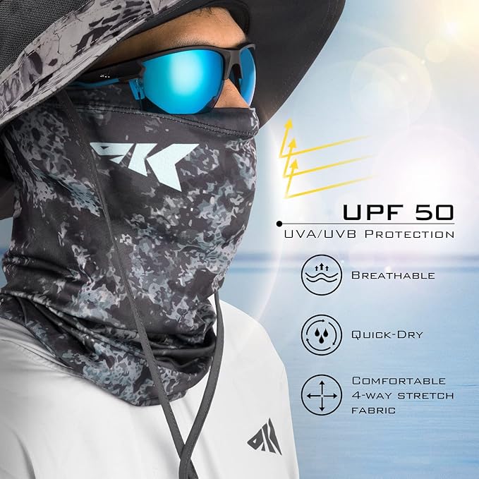 KastKing Sol Armis Neck Gaiter - UPF 50 Face Mask - UV Sun Protection Mask for Men & Women, Fishing, Hiking