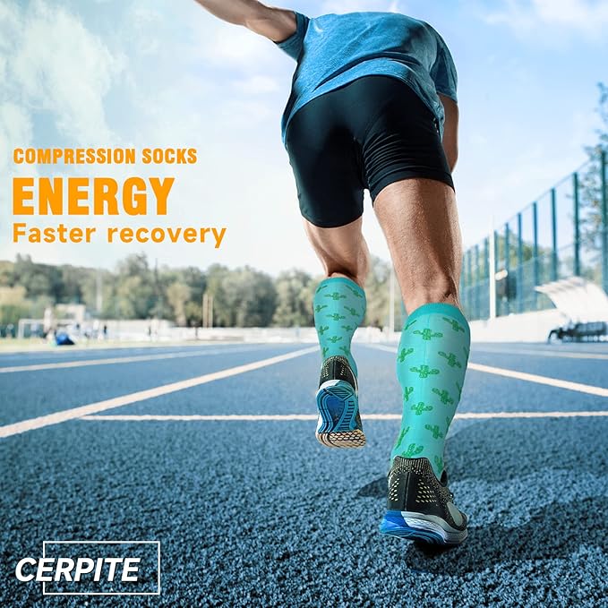 cerpite Compression Socks for Women & Men 6 Pairs Knee High Compression Socks 20-30 mmhg Best for Running,Nurse,Travel