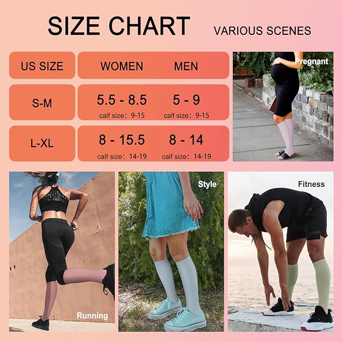 4 Pairs Compression Socks for Women Circulation-Best Support for Nurses,Running,Athletic,Travel