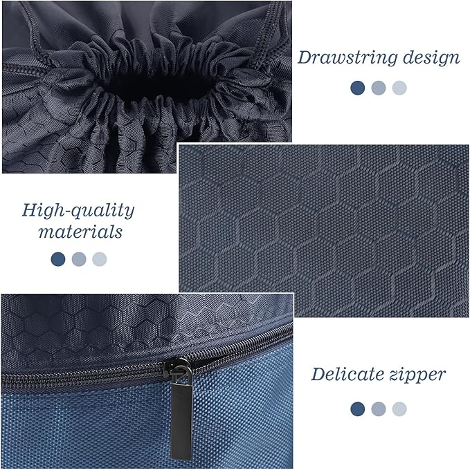 Drawstring Backpack Bag, Waterproof Draw String Back Sack with Zip Pocket, Gym Drawstring Bags Swim Bag for Men Women