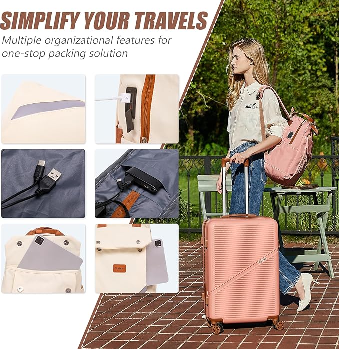 Cosbarn Luggage Sets 5 Piece Suitcases with Wheels, Suitcase Set ABS Hard Case Luggage with TSA Lock Spinner Wheels Durable Travel Luggage (5-Piece Set(20"/24"/28"))