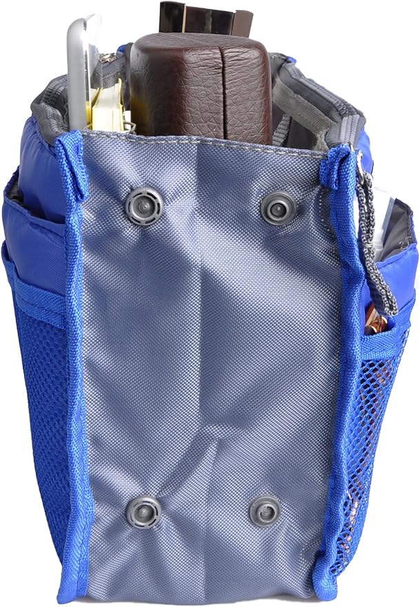 Vercord Purse Organizer Insert for Handbags Bag Organizers Inside Tote Pocketbook Women Nurse Nylon 13 Pockets Sapphire Blue Medium