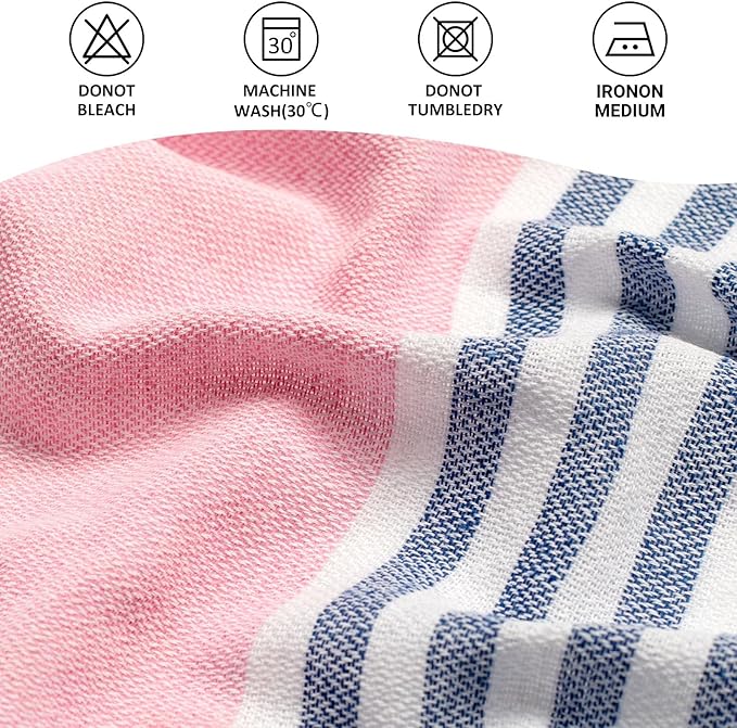 cabanana Turkish Beach Towel Oversized - 40"x70" Quick Dry Sand Free Thin Beach Towels for Adults,Extra Large Cotton Lightweigh Travel Towel for Beach Accessories (Pink Blue)