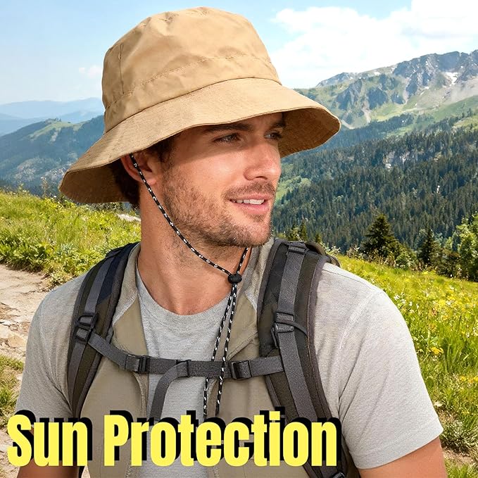 PFFY Packable Sun Bucket Hat for Men Women Outdoor UV Protection Sun Hats Waterproof Lightweight Hiking Outdoor Cap