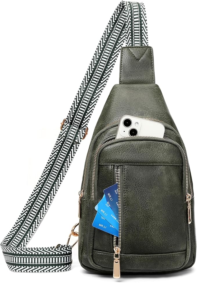 GAEKEAO Sling Bag for Women Crossbody Bags Vegan Leather Fanny Pack Chest Trendy Shoulder Bag for Travel Everyday Vacation