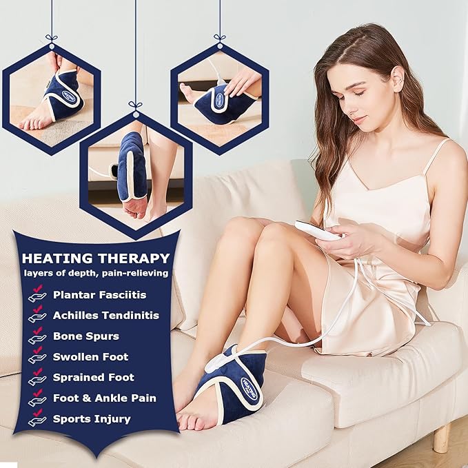 CAMECO Electric Ankle Heating Pad for Achilles Tendinitis Pain Relief, 30s Quick Heating & 86℉-158℉ Heated Ankle Brace for Women Men Home Office, Ankle Heat Wrap for Arthritis Swelling