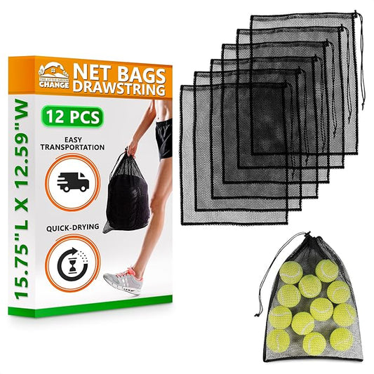 12 PCs Mesh Laundry Bags – 13x15.5 Inch Black Washable Nylon Bags Set – Reusable Mesh Bag for Swimwear, Delicates, Sports Gear, Towels, Travel Use | Lightweight Storage Solution for Daily Needs