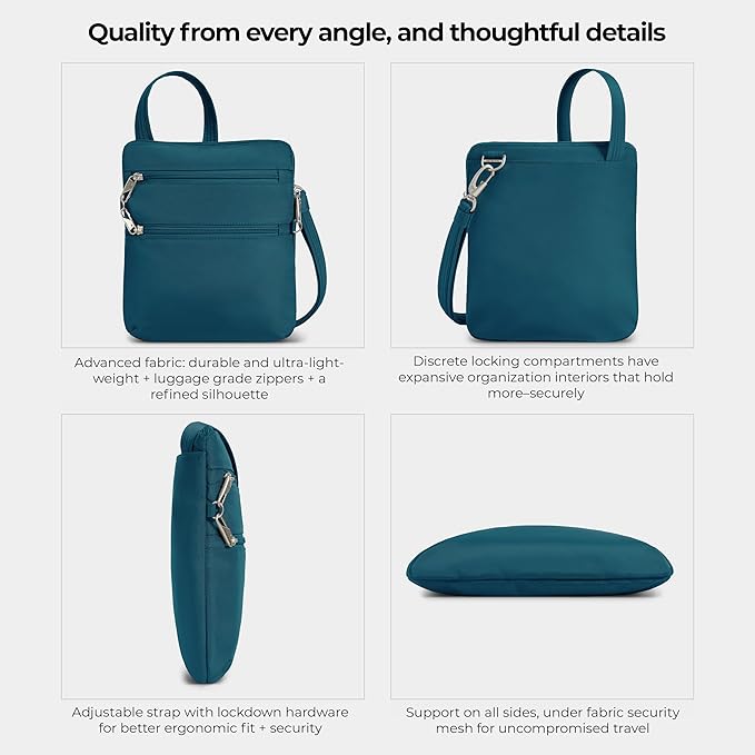 Travelon Anti-theft Classic Slim Double Zip Crossbody