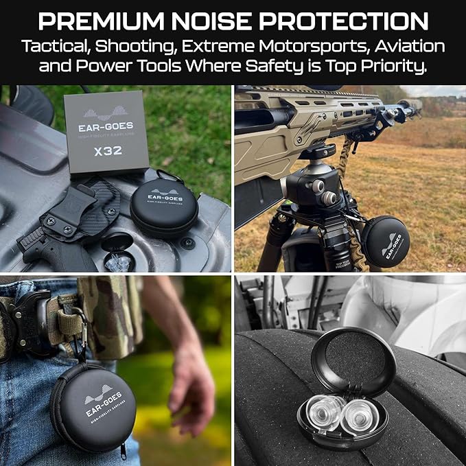 X32 Maximum Protection Earplugs | 32dB Noise Reduction Earplugs | Tactical Hearing Protection for Shooting and Industrial Use | Includes Small and Large Sizes