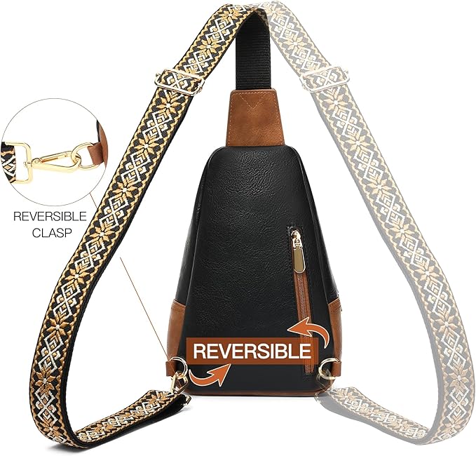 GAEKEAO Small Crossbody Sling Bag for Women Trendy Crossbody Purse Vegan Leather Fanny Packs Chest Bag Backpack