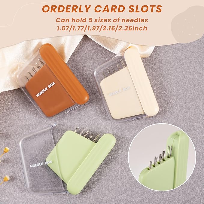 Portable Travel Magnetic Sewing Needles Case,Include 10PCS 5 Size Sewing Sharp Needles,Magnetic Needle Holder,Super Magnetic Mini Needle Storage Box for Hand Sewing Art Crafts(Beige)