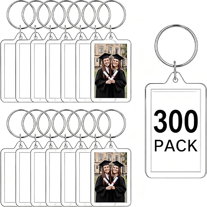 Yaomiao Acrylic Photo Frame Keychain Holder Photo Picture Insert Blank Keyring for DIY Craft