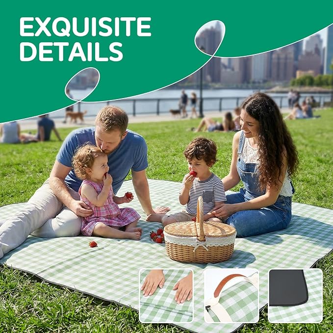 Waterproof Picnic Blanket Beach Outdoor Camping Mat Extra Large Foldable Cute Big Travel Essential Accessories Gift Park Patio Lawn Garden Grass Ground Play Music Festival Concert Must Have