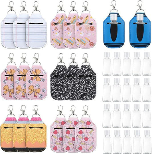 40 Pcs 20 Set Teacher Appreciation Gifts Hand Sanitizer Keychain Holders Set Includes 20 Pieces Empty Bottles 20 Pieces Hand Sanitizer Holder for Teacher Coworker Employees