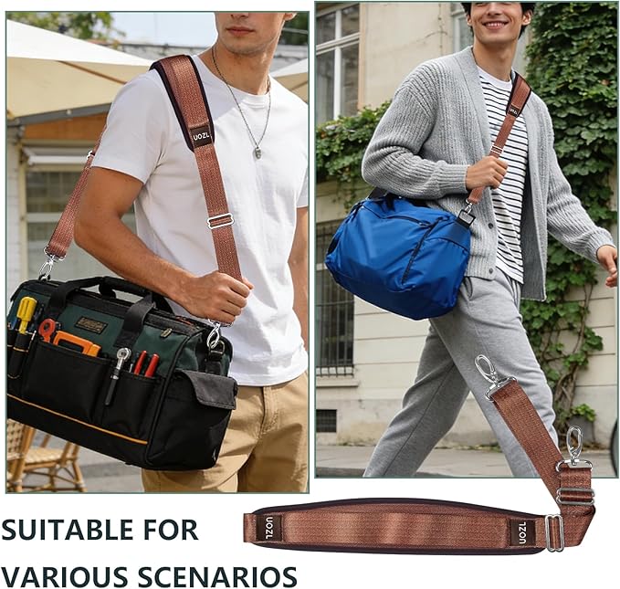 67 Inch Shoulder Straps, Soft with Ultra-Thick Fixed Shoulder Pad, Two Way Independently Adjustable Buckle Replacement Straps for Laptop Bag Messenger Bag Tool Bag Luggage,Brown