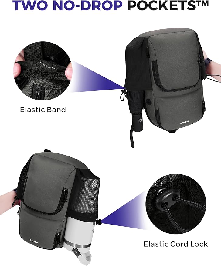 ECOHUB Crossbody Bags for Women Men, Anti-Theft RFID Blocking Sling Backpack Water Resistant Chest Shoulder Daypack, Grey