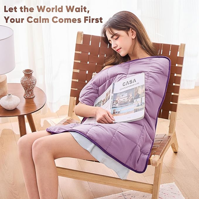 Purple Weighted Lap Blanket for Adults 5lbs, 24"x29" Cooling Heavy Throw Blanket, Portable Travel Weighted Blankets, Soft Small Blankets Gifts for Sleeping