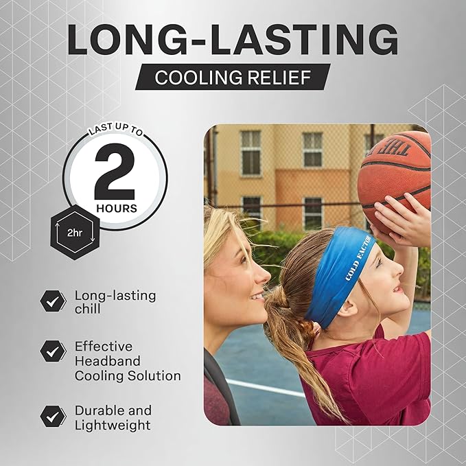 COLD FACTOR Cooling Headband for Women and Men – UPF 50+ Advanced Evaporative Comfort, Instant Cooling Sweatband for Outdoor Sports, Fitness, Yoga, Hiking, Running, and Workout