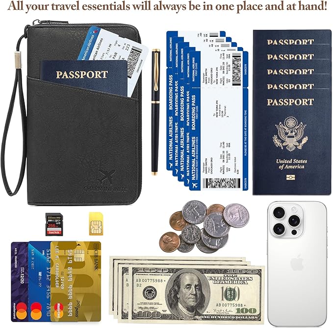 Family Passport Holder for Travel Women and Men RFID Passport Holder with Card Slots Holder Passport Case Passport cover Passport Wallet Travel Essentials and Accessories